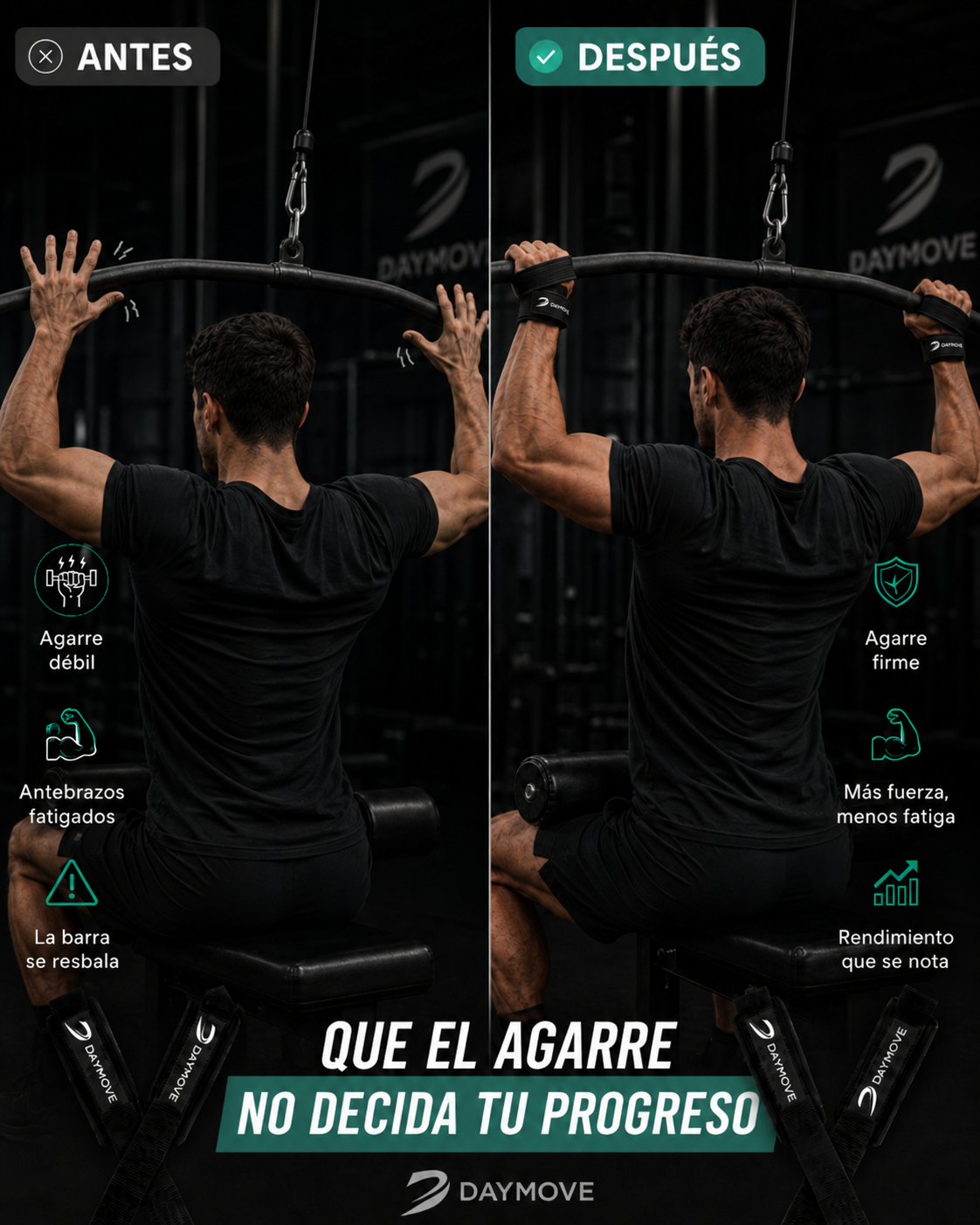 Lifting Straps DAYMOVE - Non-Slip Grip